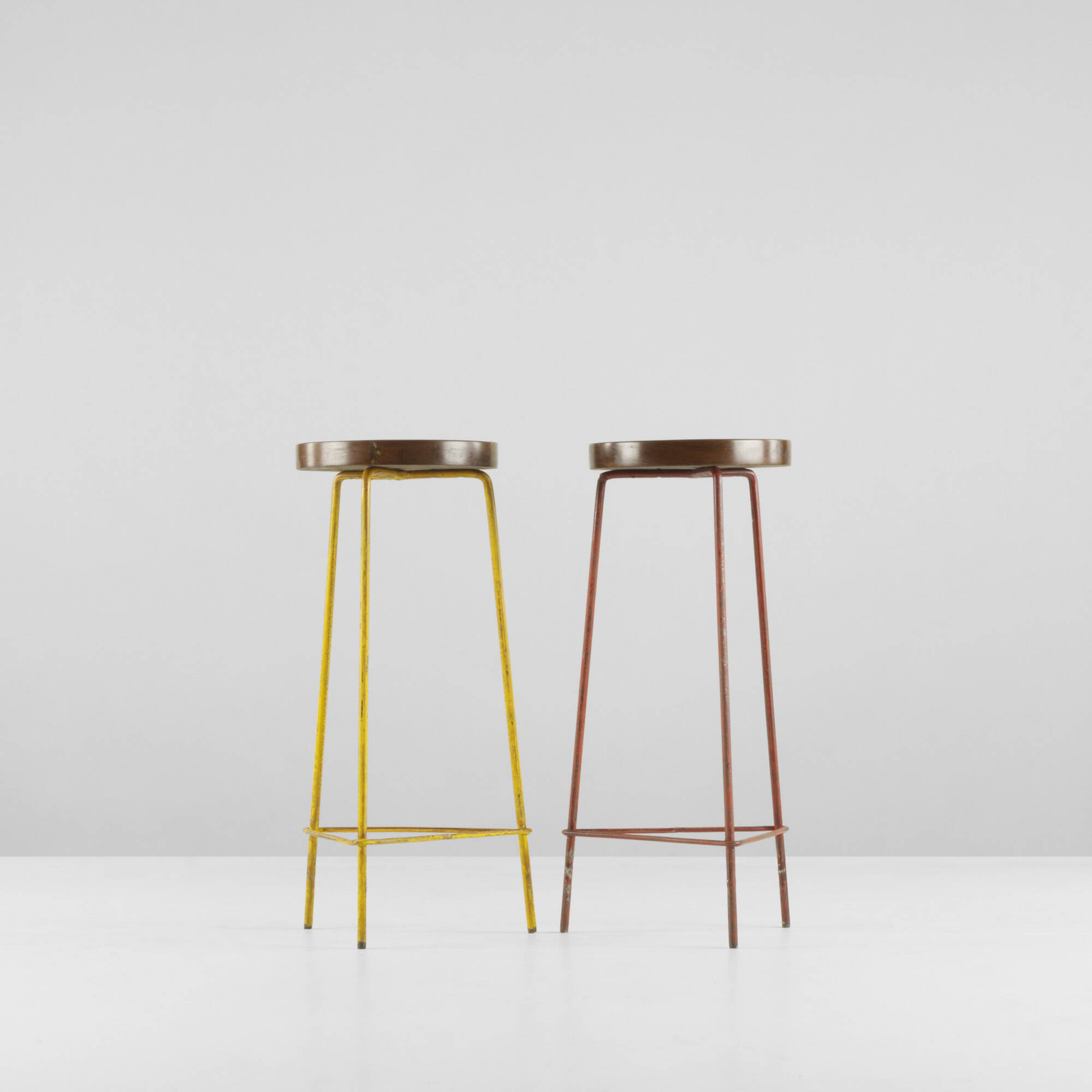 107 PIERRE JEANNERET, pair of stools from the College of Architecture