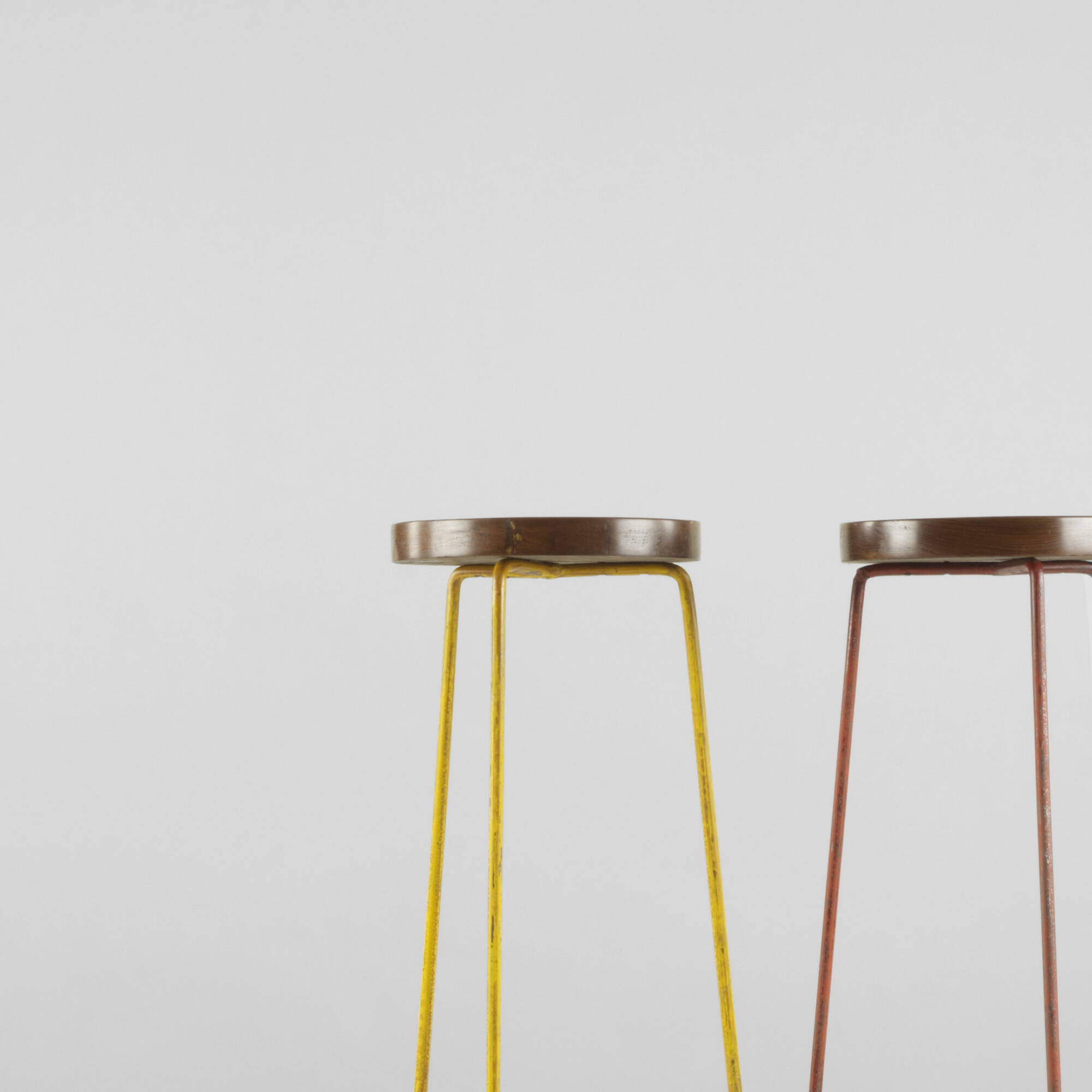 107 PIERRE JEANNERET, pair of stools from the College of Architecture