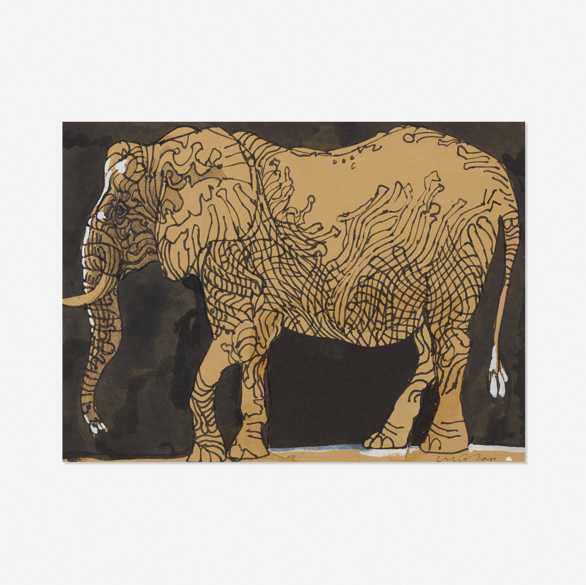202: MILTON GLASER, Elephant, original art for Cats and Bats and Things ...